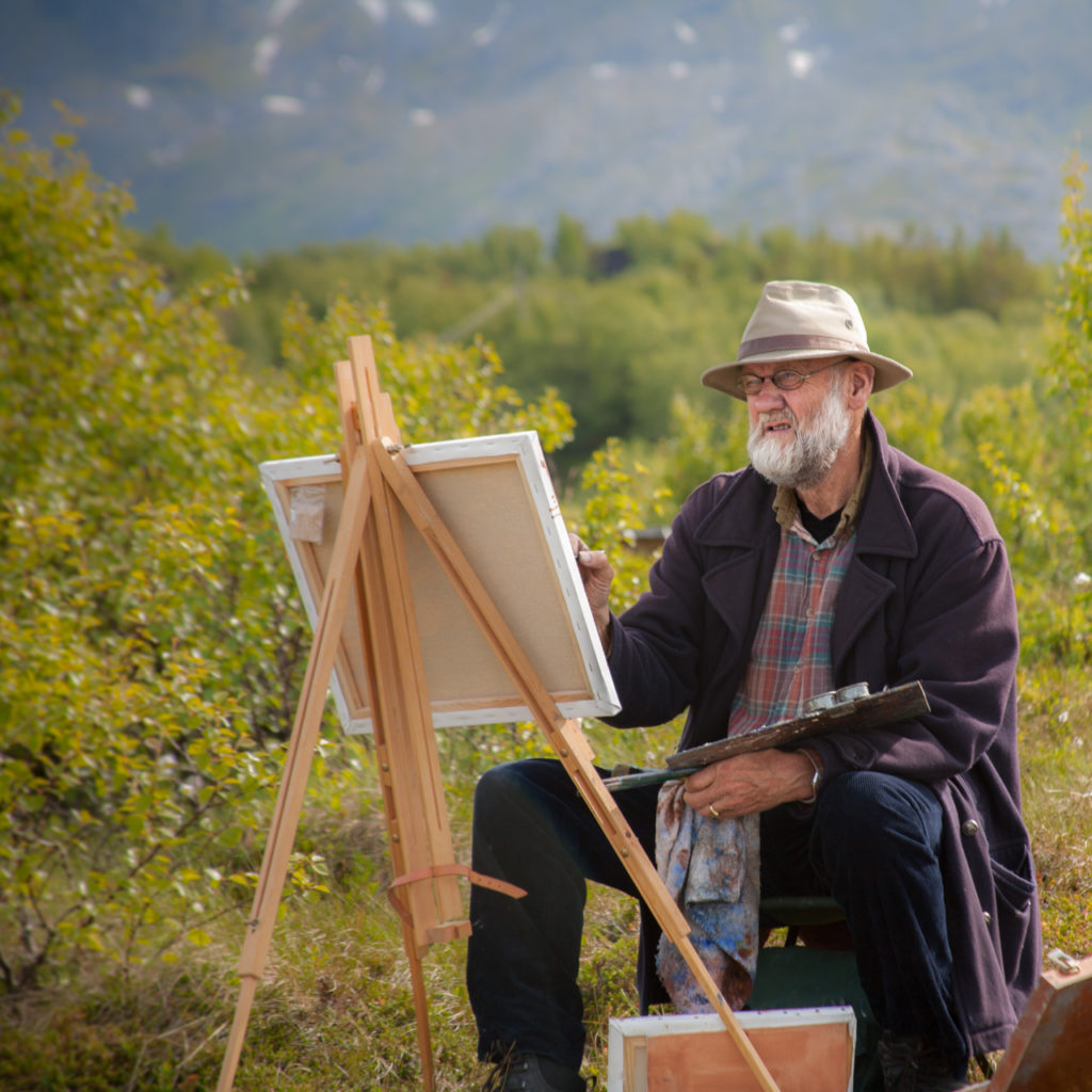 Karl Erik Harr auf Kjerringøy malt für Dreharbeiten zum Film Ins Innere Norwegens, kunstpunkt-bern.ch